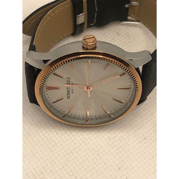 Kenneth Cole KC50877002 Women Black Leather Analog Dial Quartz Wrist Watch KS298 - Picture 6 of 9